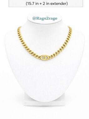 18K Gold Plated Curb Chain Necklace Stainless Steel Thick Link